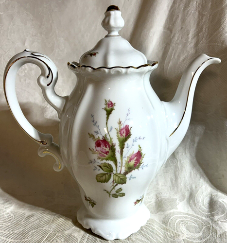 ANTOINETTE, Johan Haviland MOSS ROSE 10 3/4" COFFEE POT, 6 CUP, New Old Stock EX - Picture 2 of 6