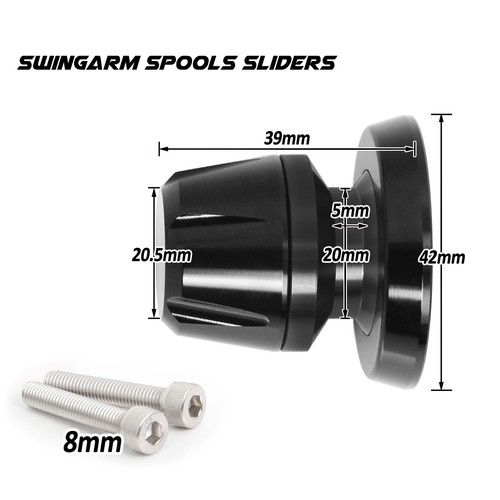 Black L-Sonic 8MM Swingarm Stand Spools For Z H2 20 21 22 23 -MC - Bild 3 von 5