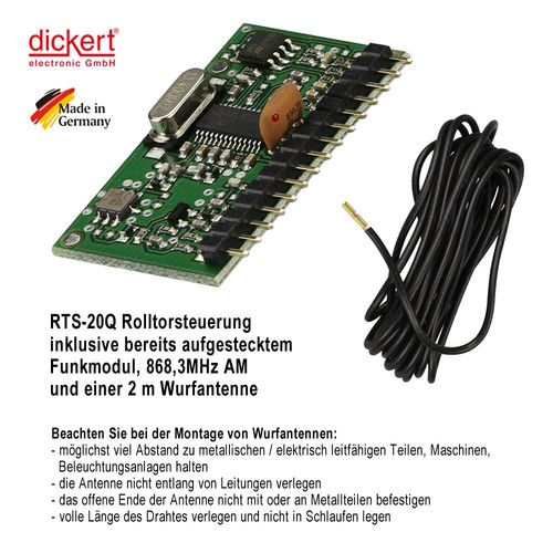 Dickert RTS20Q FUNK Rolltor Steuerung 868 MHz Garagen Tor Antrieb od. Handsender - Bild 4 von 14