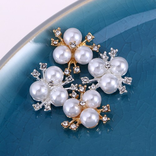 20Pcs Rhinestone Pearl Buttons Faux Diamond Flower Hair Accessories DIY Crafts - Picture 8 of 12