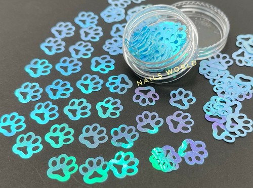 Paw Print Puppy Iridescent 24 Colours Nail Art Glitter Holographic Manicure UK - Picture 57 of 84