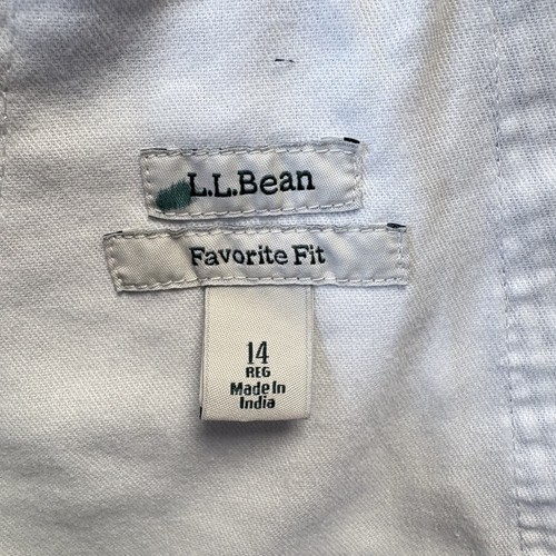 LL Bean Shorts Women Sz 14 Blue Seersucker Stripe Favorite Fit Bermuda Preppy - Picture 6 of 11