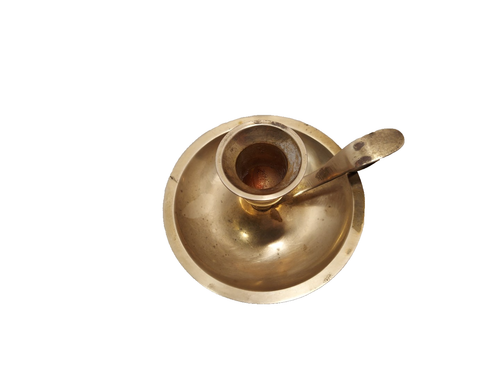 Vintage Brass 5" Chamberstick Candle Stick Holder w/ Finger Loop & Drip Tray - Picture 5 of 14