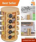 Stainless Steel 20-Jar Spice Tower with Bamboo Base - Ultimate Kitchen Organizer
