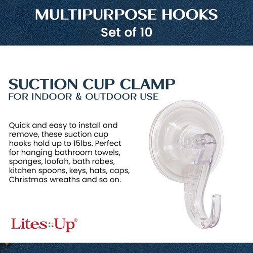 Clear Removable Heavy Duty Suction Cup Hooks for Holiday Wreaths Shower Bathr... - Picture 2 of 8