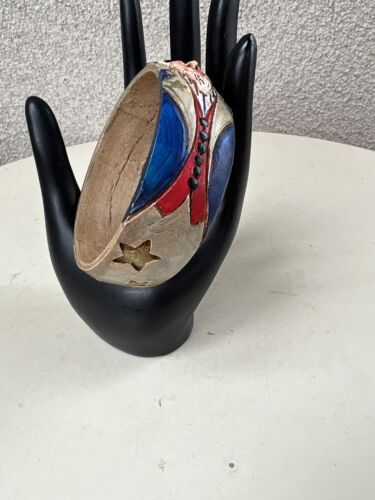 Vintage Bracelet Jim Shore 1990 bangle Patriotic USA Uncle Sam painted - Picture 2 of 12