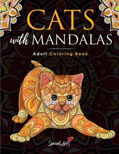 Cats with Mandalas Adult Coloring Book More than 50 cute loving and beautiful Ca - Picture 8 of 12