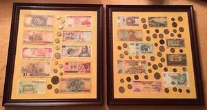Foreign-Currency-Framed-Bank-Notes-Coin-Money-Collection-Lot-of-2-pieces