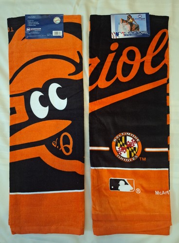 Baltimore Orioles Beach Towel MLB Lot of 2 NEW McArthur 30'' x 60" Licensed Logo - Picture 2 of 5