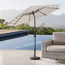 Outdoor Premium 10' Auto-Tilt Crank-Lift Market Umbrella w/ SUNBRELLA Canopy