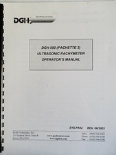 DGH Ultrasonic Pachymeter Pachette 2 OPERATOR'S MANUAL