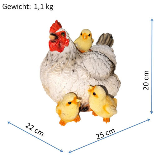Henne Hahn Huhn kontrollierte Deko frost beständige Gartenfigur Kunststeinguss - Bild 16 von 29