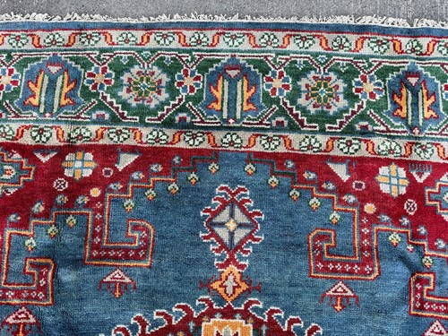 9x12 BLUE HERIZ RUG COLORFUL NEW HANDMADE ORIENTAL wool big green geometric red - Picture 11 of 18