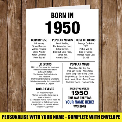 1970 50th Personalised Birthday Greeting Card Back In Edition Ago Milestone 157