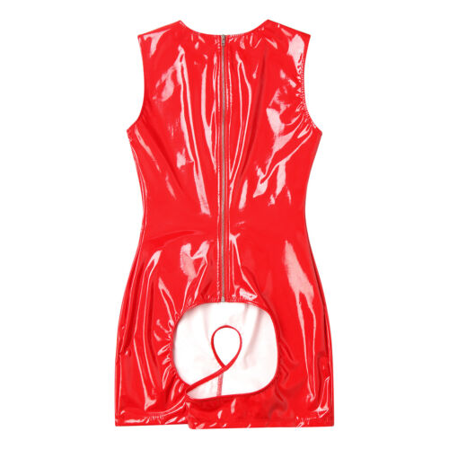 Wetlook Damen-Dessous Leder Bodysuits offene Tassen schrittlos Catsuit Clubwear - Bild 11 von 40