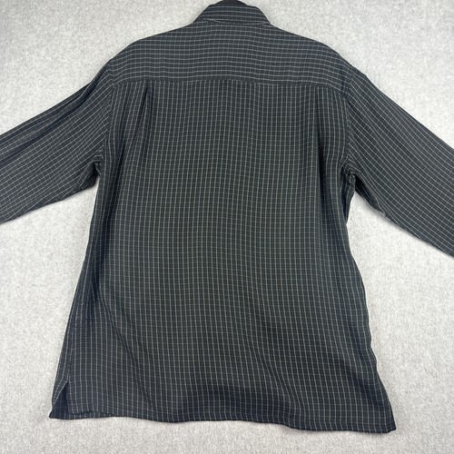 Bugatchi Shirt Mens S Oxford Button Up LS Black Windowpane Silk Blend (?) Pocket - Picture 6 of 6