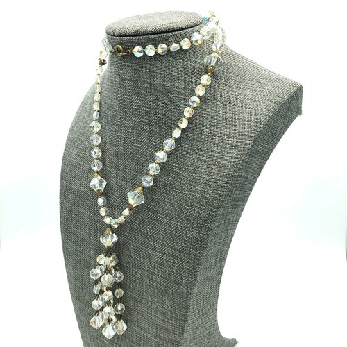 Collar de cristal bicono facetado AB estrás borla vintage - Imagen 7 de 12