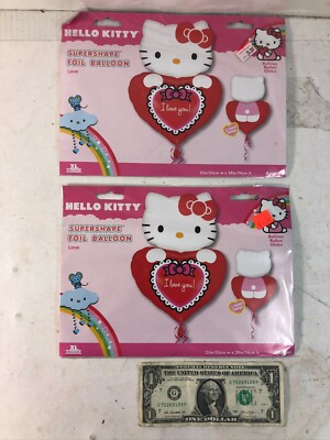 Lot Of 2 Anagram Super Shape Foil Balloon Hello Kitty I Love You 21 X 29 Ebay