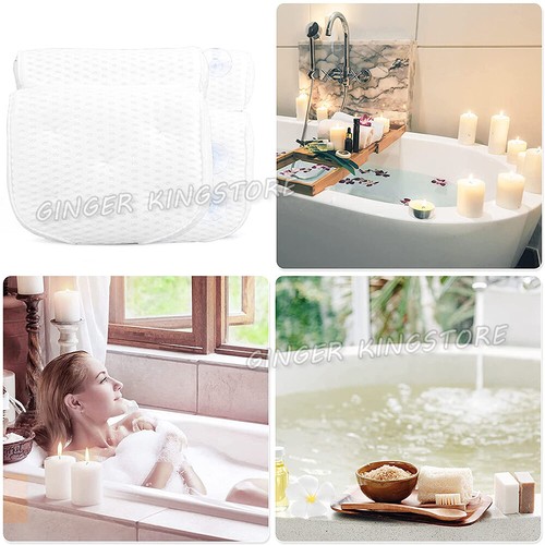 3d Mesh Bath Pillow Breathable Bathtub Cushion Neck Back Support Suction Cup Spa - Picture 11 of 12