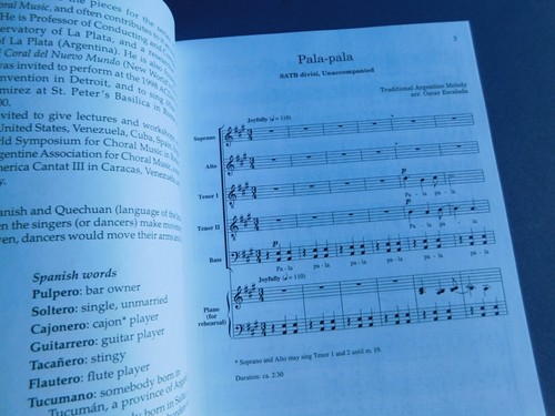 Pala-Pala: trad Argentine Melody - Oscar Escalada - SATB Unaccomp - sheet music - Picture 2 of 5