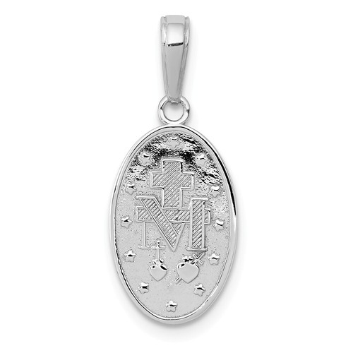 14K White Gold Miraculous Medal Pendant M1431W - 第 3/4 張圖片