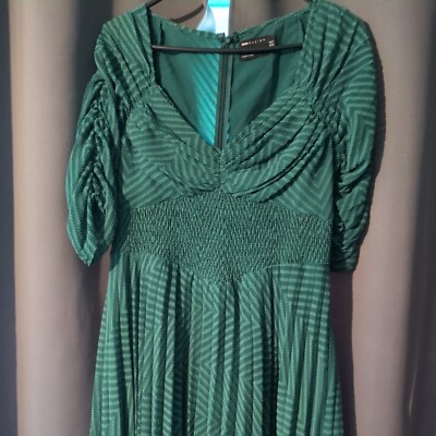 asos green chevron dress Pleated Skirt Size 10 sparkle maxi dress
