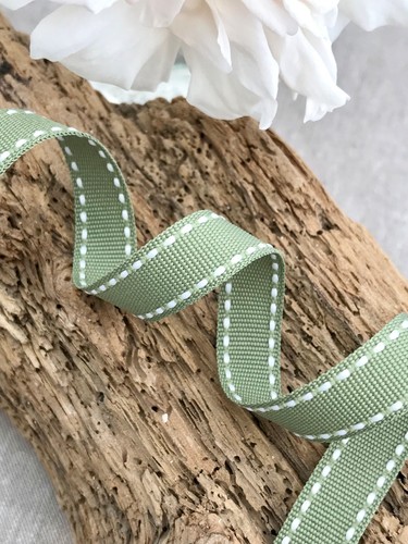 13mm Saddle Stitch Ribbon Pastel Grosgrain 1m 3m Sage Green Pink Grey craft bow - Picture 5 of 7