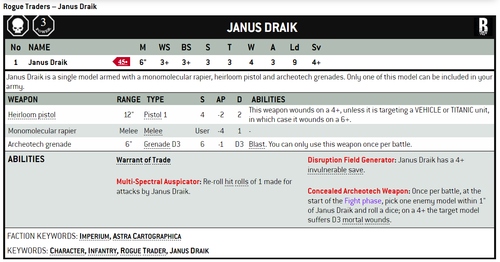 Janus Draik Rogue Trader Blackstone Fortress Warhammer 40k - NoS (x1) - Imagen 3 de 4