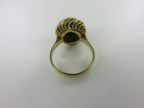 Vintage Green Turquoise Ring 18K Yellow Gold Hand Made 5.3grams Size 5 - Picture 7 of 10