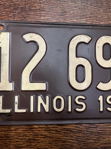 Targa Illinois 1940 vintage pre seconda guerra mondiale shorty tag # 12 697 ottime condizioni - Foto 4 di 6