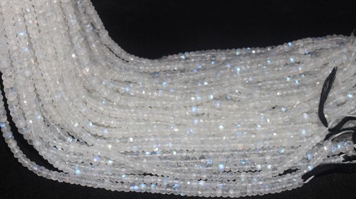 Moonstone Rainbow Rondelle Faceted Beads 4.5 to 5 MM 12.5 Inches Strand - Picture 2 of 3