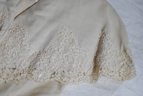 Large Embroidered Cape Collar V Neck 3 Button Top 9/10 Vintage ERIKA 100% Linen - Picture 11 of 19
