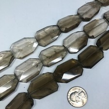 Smoky quartz freeform faceted nuggets. Wire wrapping gemstone beads 28x38x8mm