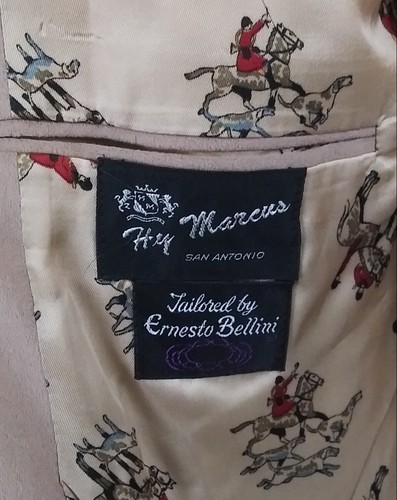 VINTAGE USA Fox Hunt Horseback Riding Leather Button Brown Sport Coat Size 42R - Picture 8 of 12