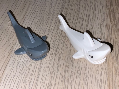 Pair of LEGO White & Gray Shark Mini figures Ocean Water Sea Fish Animal - Picture 2 of 4