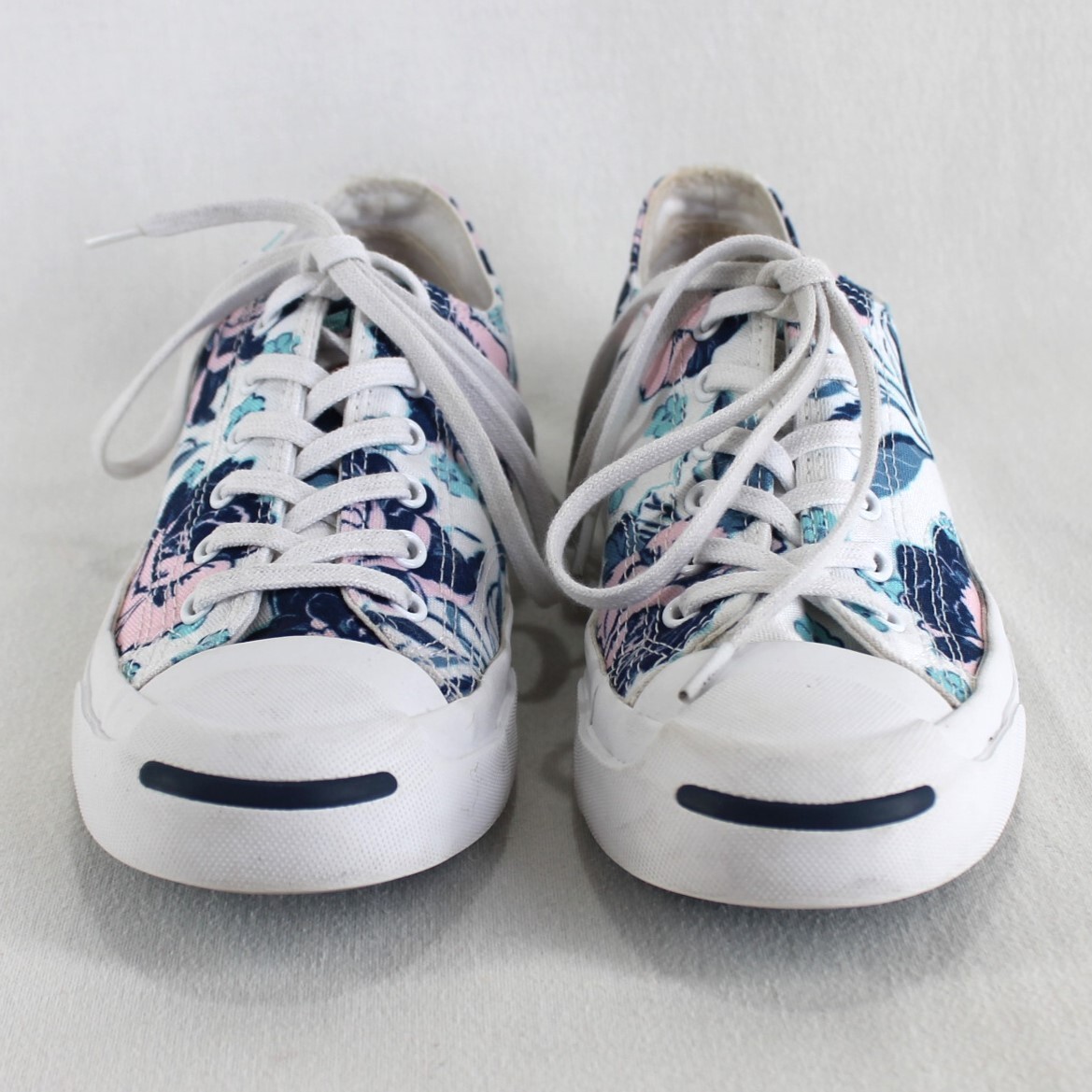 Converse Jack Purcell Womens Sz 7 White Blue Pink Floral Low