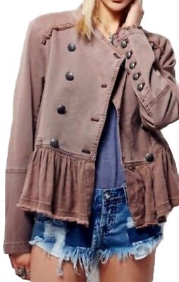 Free People Military Double Breast Peplum Jacket Size XS