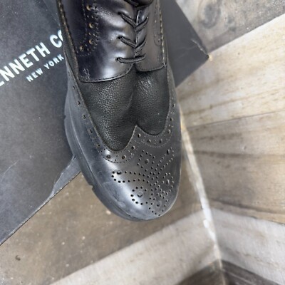 Kenneth Cole Mens Trent Black Wingtip Dress Shoes Size 11 | eBay display picture 3