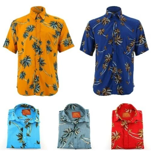 Regular Fit Short Sleeve Shirt Loud Originals Tree Palm Tree Hawaiian Mens