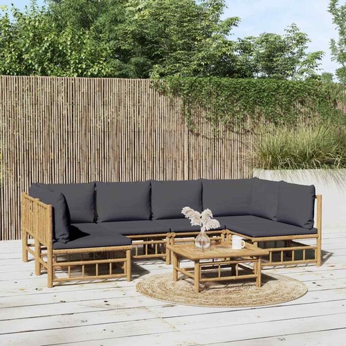 Bambus Garten Lounge Set mit Kissen Sofa Garnitur Sitzgruppe Gartenmöbel Balkon - Bild 6 von 36