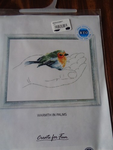 RTO COUNTED CROSS STITCH KIT WARMTH IN PALMS BIRD IN HAND #M695 - Bild 1 von 2