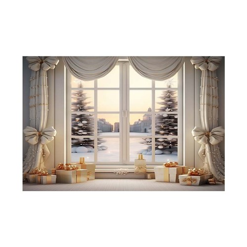 Indoor Window Sill Winter Snow Scene Photography Background Home Wall Decor Prop - Foto 18 di 37