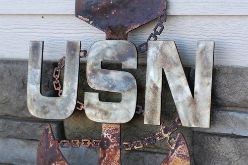 US Navy Chief Anchor Rustic Steel Wall Decor -- 19" tall - Picture 5 of 12