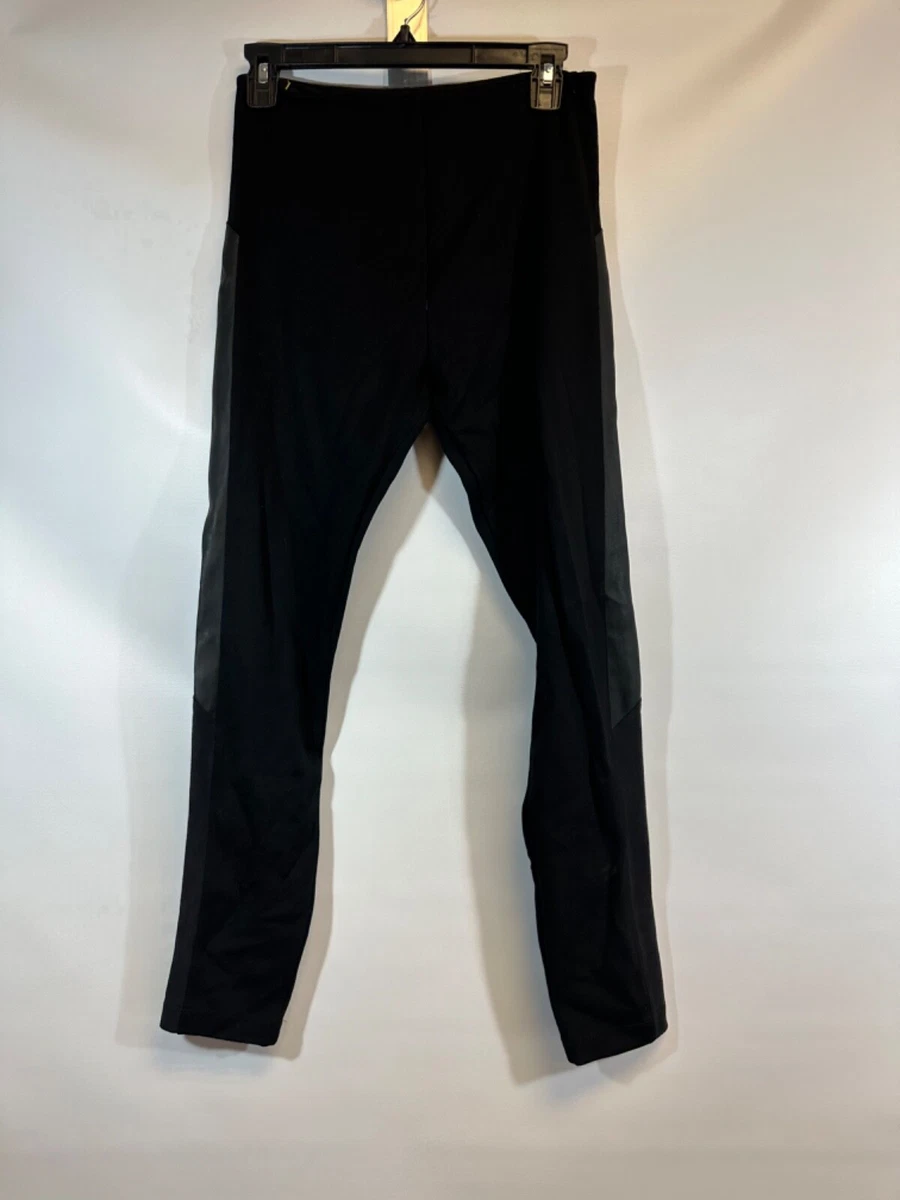 Lysse Black High Waisted Leggings with Faux Leather Side Panel Size M Pull  on C6