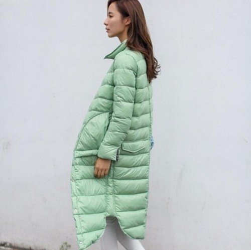 Collar Kvinders Down Coat Fashion Lange Medium Down B738 Loose Style Color Solid 6816q