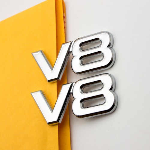 2x Chrome Silver Metal V8 Emblem Car Engine Logo V-8 Turbo Racing Badge Sticker - Bild 5 von 10
