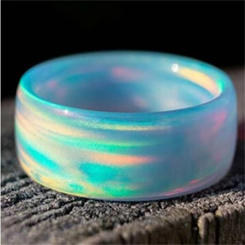 Acrylic Resin Finger Rings Size 7-9 Multi Color Jewelry Rainbow Glitter Ring - Picture 4 of 13