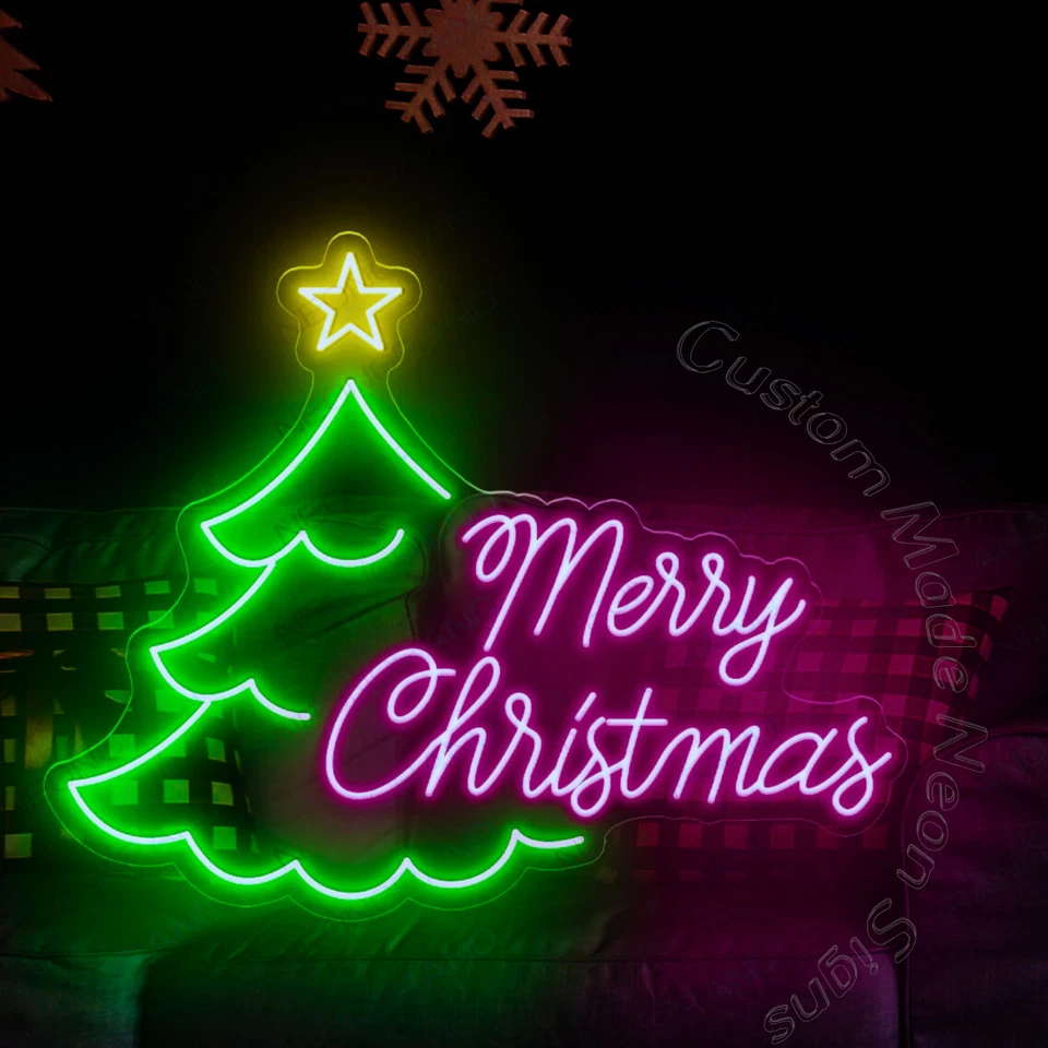 Merry Christmas Custom Acrylic Neon Sign | LED Holiday Lights for Home & Party - Image 3 of 4