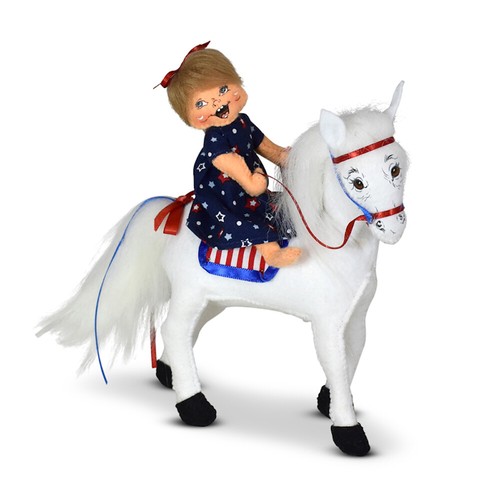 Annalee Dolls 2022 4th of July 7in Parade Horse with Girl Plush New with Tag - 第 1/3 張圖片