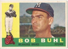 1960 Topps # 374 - BOB BUHL - MILWAUKEE BRAVES - EX/EXMT